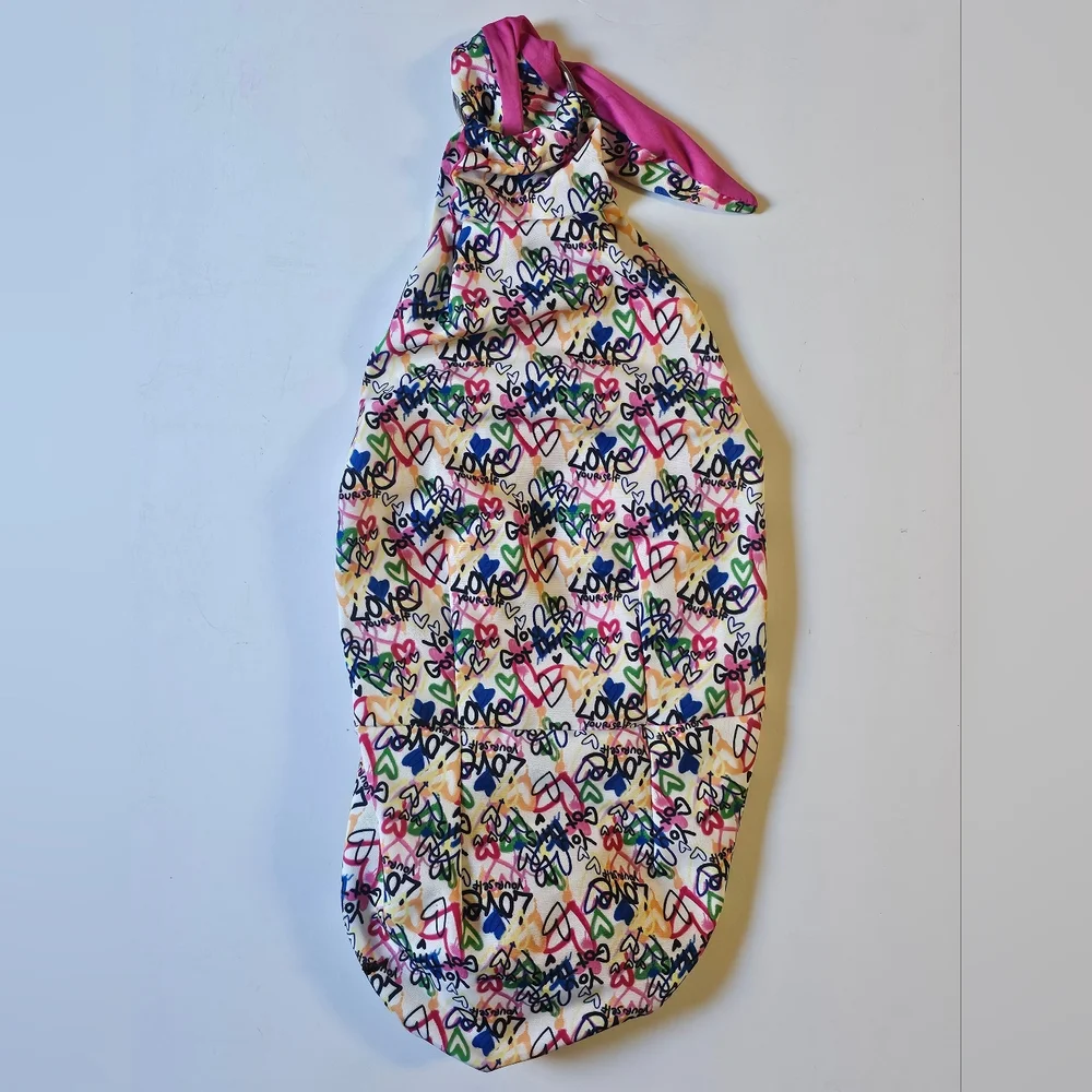 Dog Cat Small Pet Sling Carrier Bag Colorful Graffiti Print JUSTICE Up To 12 Lbs